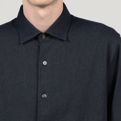 コットンカシミヤ　ワイドスプレッドカラーシャツ