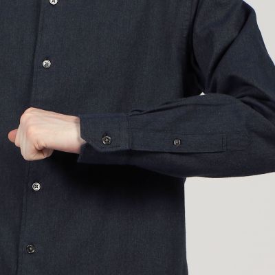 コットンカシミヤ　ワイドスプレッドカラーシャツ