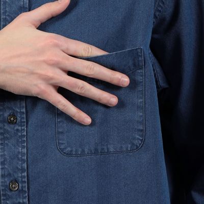 コットンインディゴ　セミワイドカラーシャツ