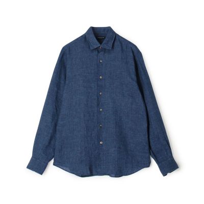 美品】シップス アルビニ社製リネン100% ホリゾンタルカラー