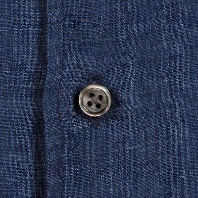 美品 トゥモローランド リネン ソリッド シャツ アルビニ社製生地 ネイビー M リネン セミワイドカラーシャツ ALBINI | TOMORROWLAND