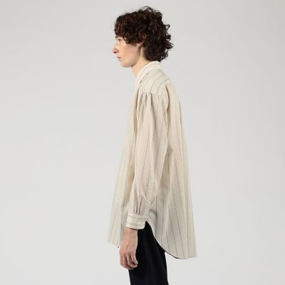 ウールナイロンストライプ ロングスリーブ オーバーシャツ