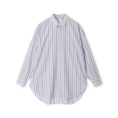 ウールナイロンストライプ ロングスリーブ オーバーシャツ