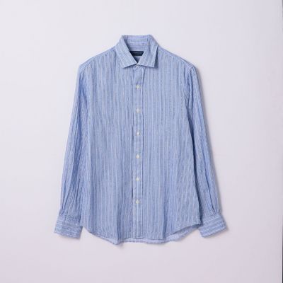 トゥモローランド ストライプ コットンシェニールセミワイドカラー シャツ TOMORROWLAND - トゥモローランド ストライプ コットン