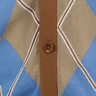 ポリエステルコットン　アーガイルＶネックカーディガン