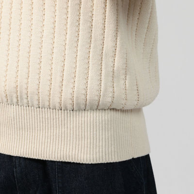7ゲージ コットンカシミヤ バイカラークルーネックニット
