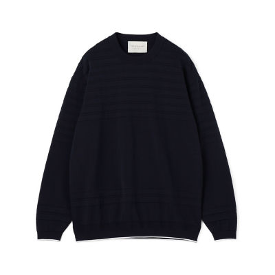 ＜TOMORROWLAND (Men)＞ＴＯＭＯＲＲＯＷＬＡＮＤ　ＴＲＩＣＯＴ　コットン　シャドーボーダー　クルーネックプルオーバー