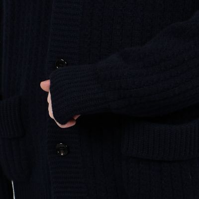 カシミヤ　襟付きカーディガン