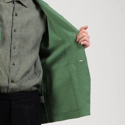 美品✨TOMORROWLAND アンコン ニットジャケット 緑 46 a136 コットンリネンミラノリブ ニットジャケット | TOMORROWLAND (Men