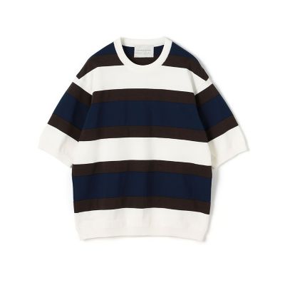 ＜TOMORROWLAND (Men)＞ＴＯＭＯＲＲＯＷＬＡＮＤ　ＴＲＩＣＯＴ　レジメンタルボーダー　ニットＴシャツ