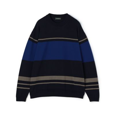 ＜TOMORROWLAND (Men)＞ＴＯＭＯＲＲＯＷＬＡＮＤ　ＴＲＩＣＯＴ　パネルボーダー　クルーネックプルオーバー