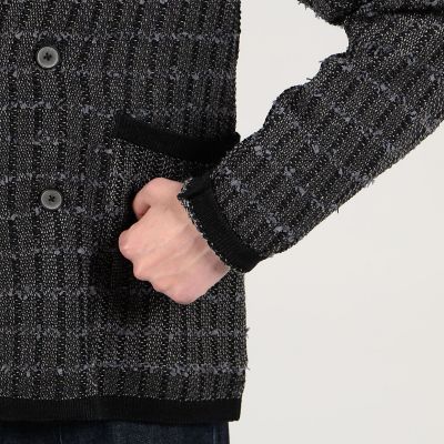 ミックスツイード　ダブルブレステッド４Ｂニットジャケット