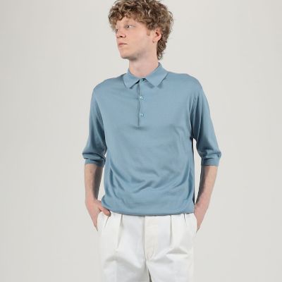 別注】JOHN SMEDLEY コットン ポロカラーニット