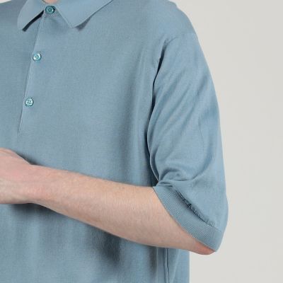 別注】JOHN SMEDLEY コットン ポロカラーニット