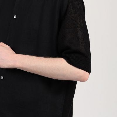 リネンニットコンビ　ハーフスリーブシャツ