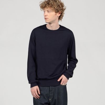 NZ LAMBS クルーネックプルオーバー MACPHEE 長袖ニット　ネイビー NZ LAMBS クルーネックプルオーバー MACPHEE 長袖ニット ネイビー