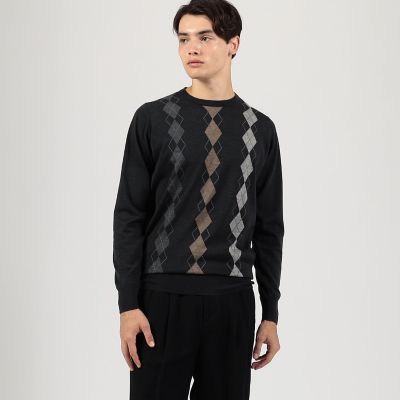 別注】JOHN SMEDLEY ウール アーガイルクルーネック プル
