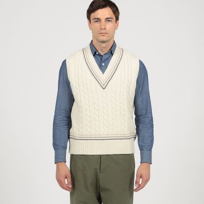 別注】RICHMOND KNITWEAR ウールケーブル Vネック