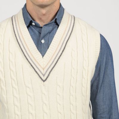 別注】RICHMOND KNITWEAR ウールケーブル Vネック 