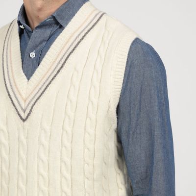 別注】RICHMOND KNITWEAR ウールケーブル Vネック