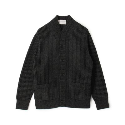 ウィムガゼット】ウール カシミヤ混 リブVネックカーディガン 黒 リブ