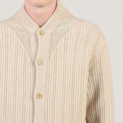 ウールカシミヤシルク リブVネックカーディガン | TOMORROWLAND (Men