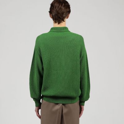 TOMORROWLAND tricot 長袖ポロシャツ 緑 M TOMORROWLAND tricot ギマコットンニット スタンド