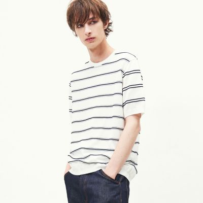 コットン　ロープボーダー　ニットＴシャツ