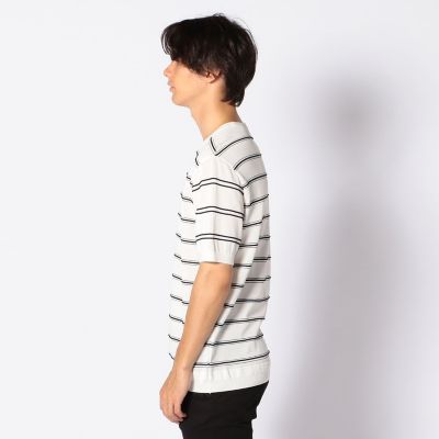 コットン　ロープボーダー　ニットＴシャツ