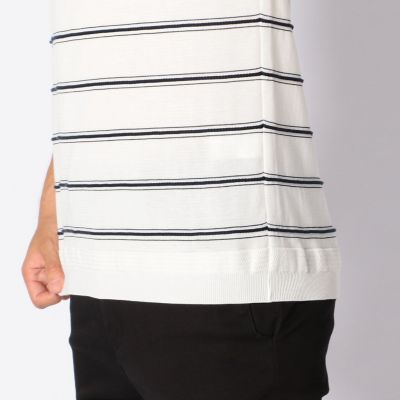 コットン　ロープボーダー　ニットＴシャツ