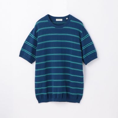 コットン　ロープボーダー　ニットＴシャツ