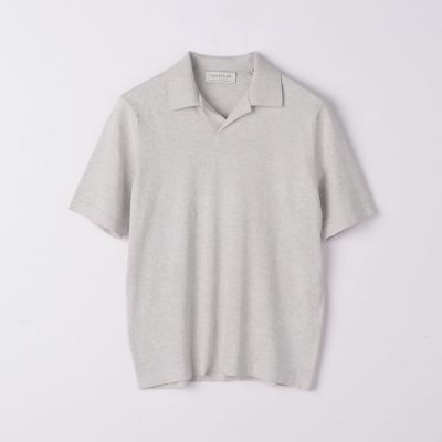 シルクコットン　スキッパーニットポロシャツ