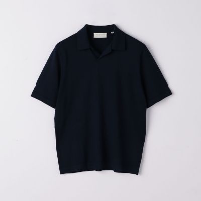 シルクコットン　スキッパーニットポロシャツ