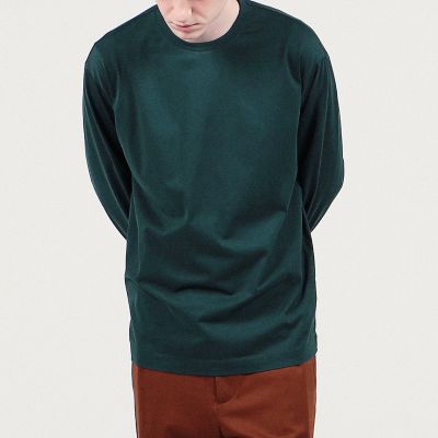 スビン天竺　クルーネックロングスリーブカットソー