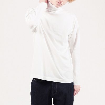 スビン天竺　タートルネック　ロングスリーブカットソー