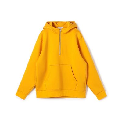 スビンコットン　ダンボール　ハーフジップ　パーカ