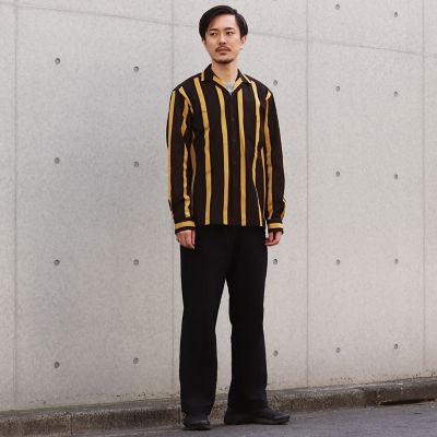ラッセル　ストライプオープンカラーシャツ