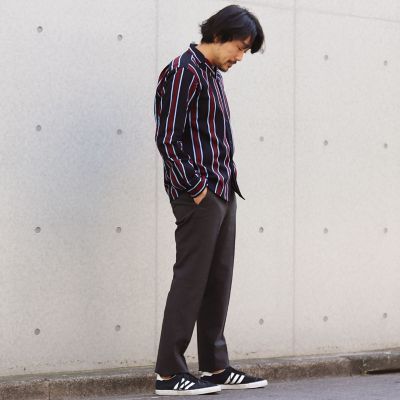 ラッセル　ストライプオープンカラーシャツ
