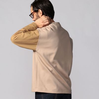 ダブルニットコンビ　クルーネックデザインプルオーバー