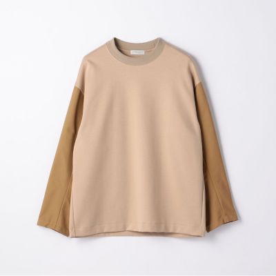 ダブルニットコンビ　クルーネックデザインプルオーバー