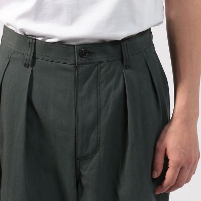 ハイツイストコットンギャバジン 2プリーツワイドパンツ