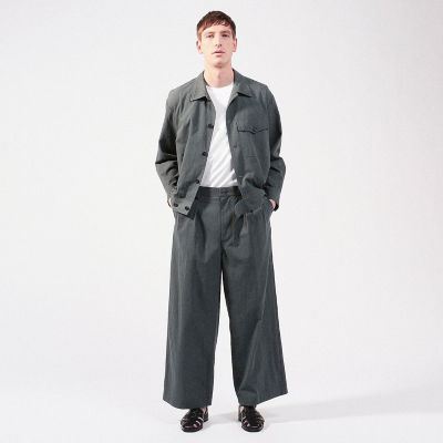 ハイツイストコットンギャバジン 2プリーツワイドパンツ