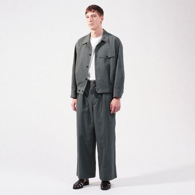 キャバリー ツイル ツープリーツ ワイド パンツ ハイツイストコットンギャバジン 2プリーツワイドパンツ