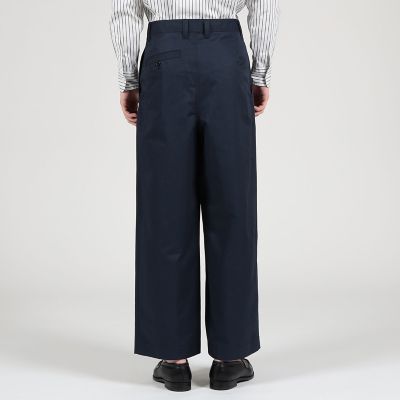 コットンリネンツイル　２プリーツワイドパンツ