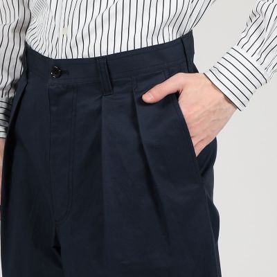 コットンリネンツイル　２プリーツワイドパンツ