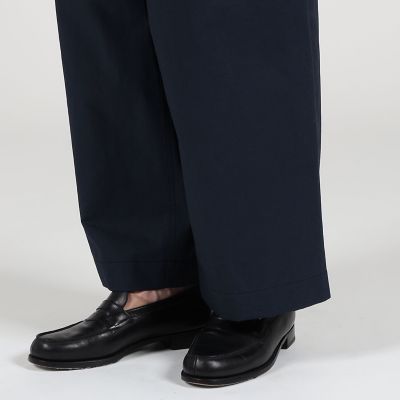 コットンリネンツイル　２プリーツワイドパンツ