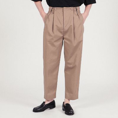 ポリエステルコットン　インバーテッドプリーツパンツ