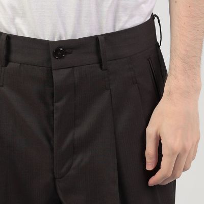 ウール　ヘリンボーン　２プリーツパンツ