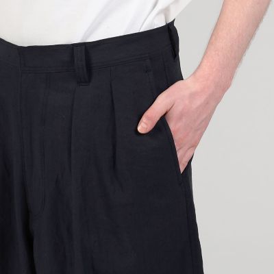 リネン　ワイドシルエットプリーツパンツ