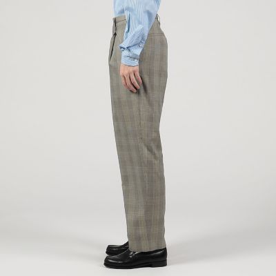 シルク　グレンチェック　１プリーツテーパードパンツ